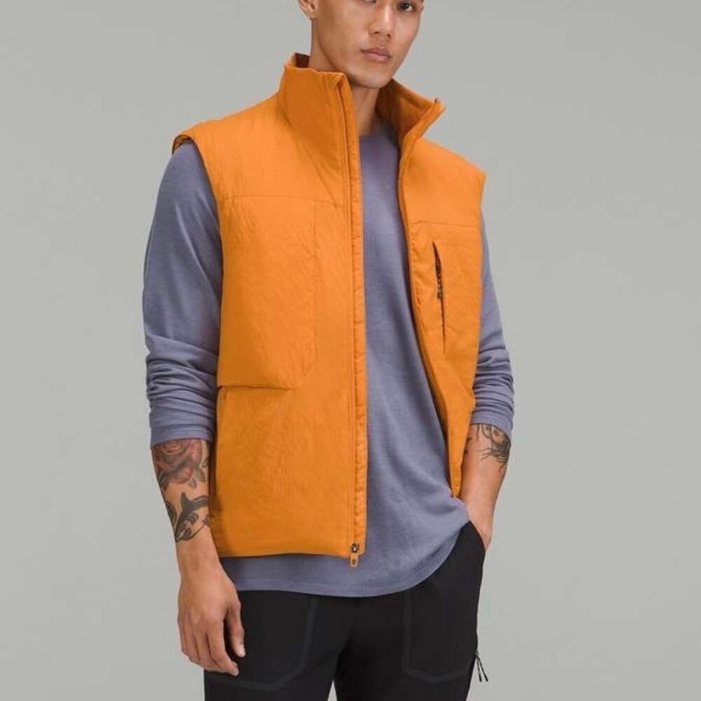 Lululemon (L) Insulated Hiking Vest Autumn Orange Ripstop Puffer Gorpcore